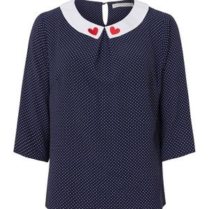 Sugarhill ModCloth heart Peterpan collar shirt
